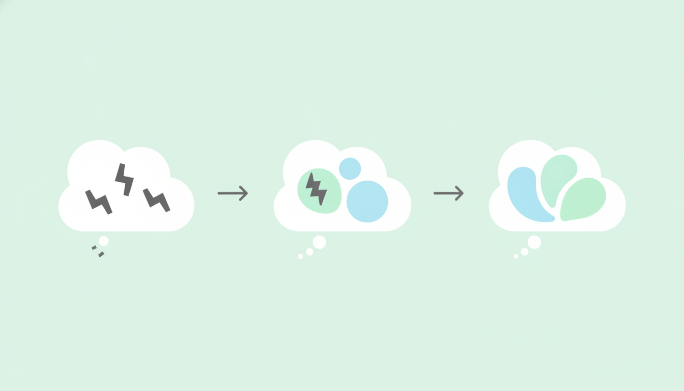 本音をポジティブ表現に変換するステップのイラスト