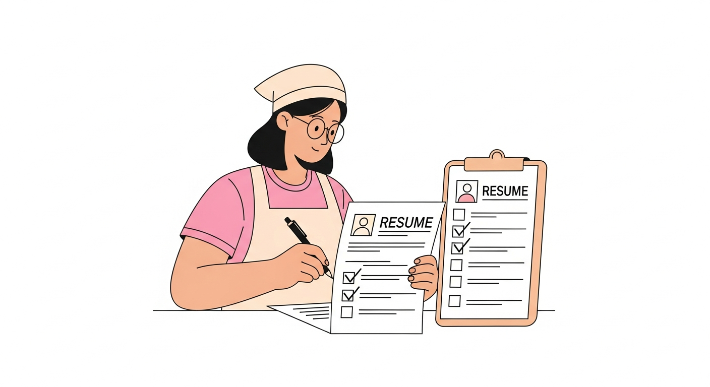 本人希望欄を記入する保育士のイラスト