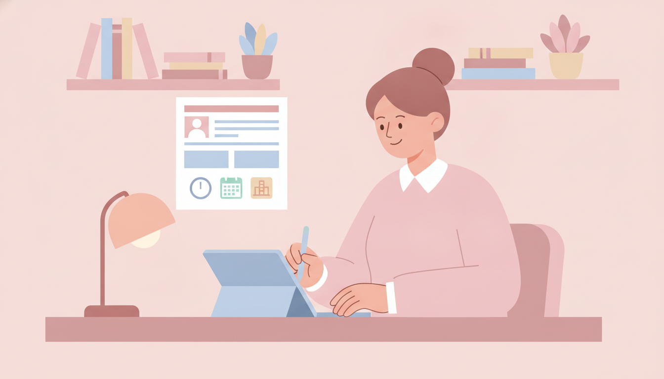 職務経歴書を持つ保育士のイラスト
